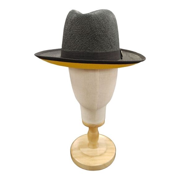MEN'S BRUNO CAPELO EMPIRE COLLECTION STRAW 2 1/2" BRIM FEDORA HAT. EM 500. - Picture 8 of 8